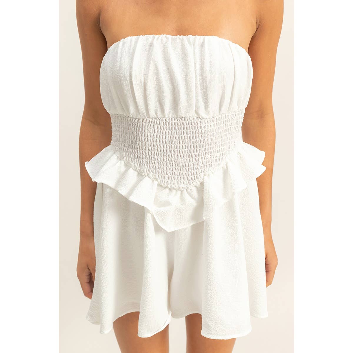 Strapless Ruffled Mini Romper