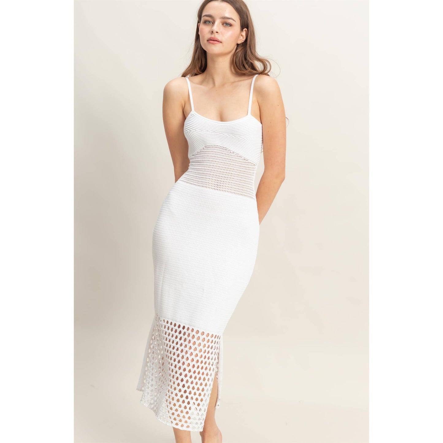 Stitch Spaghetti Strap Bodycon Dress
