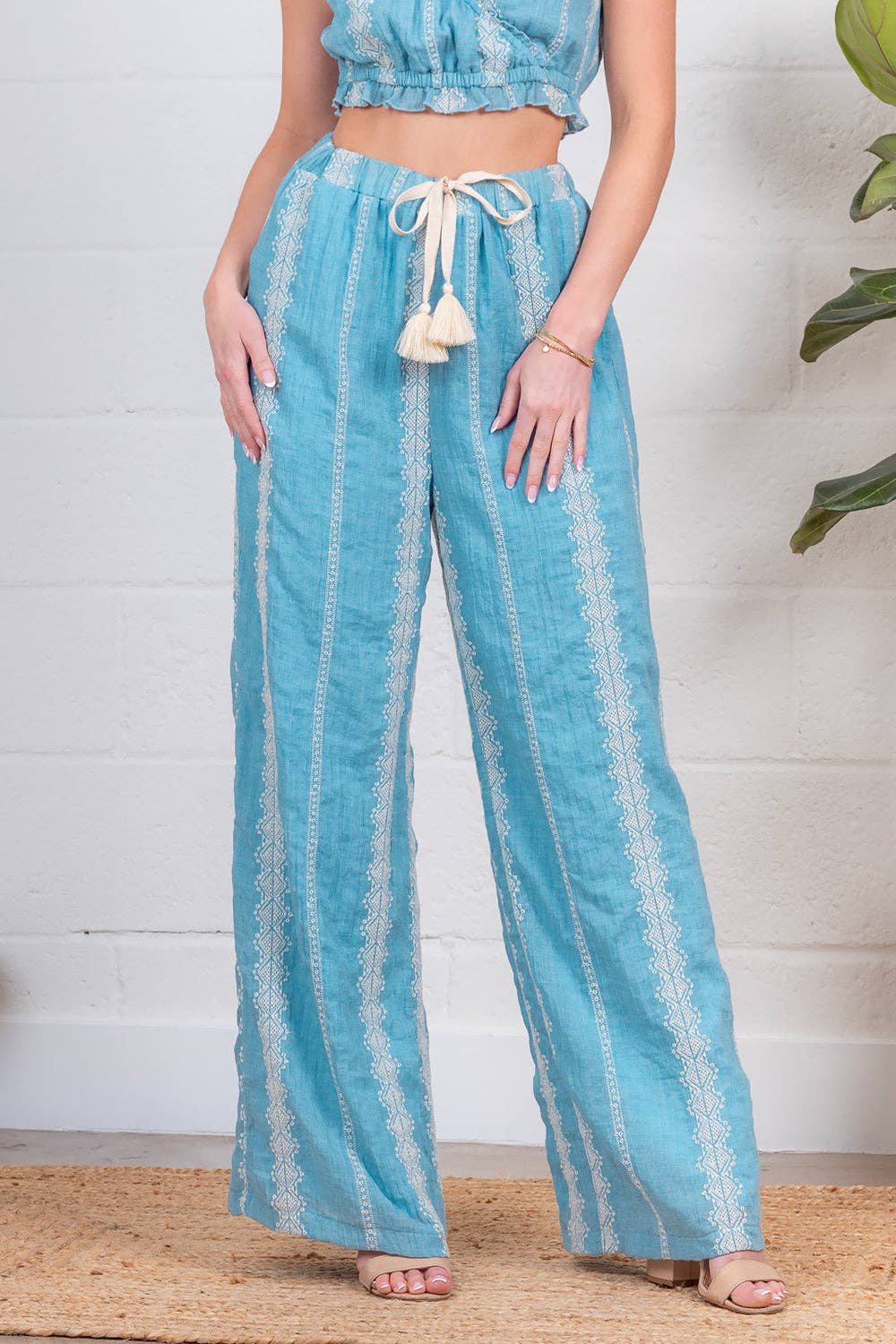 Eyelet Lace Drawstring Pants