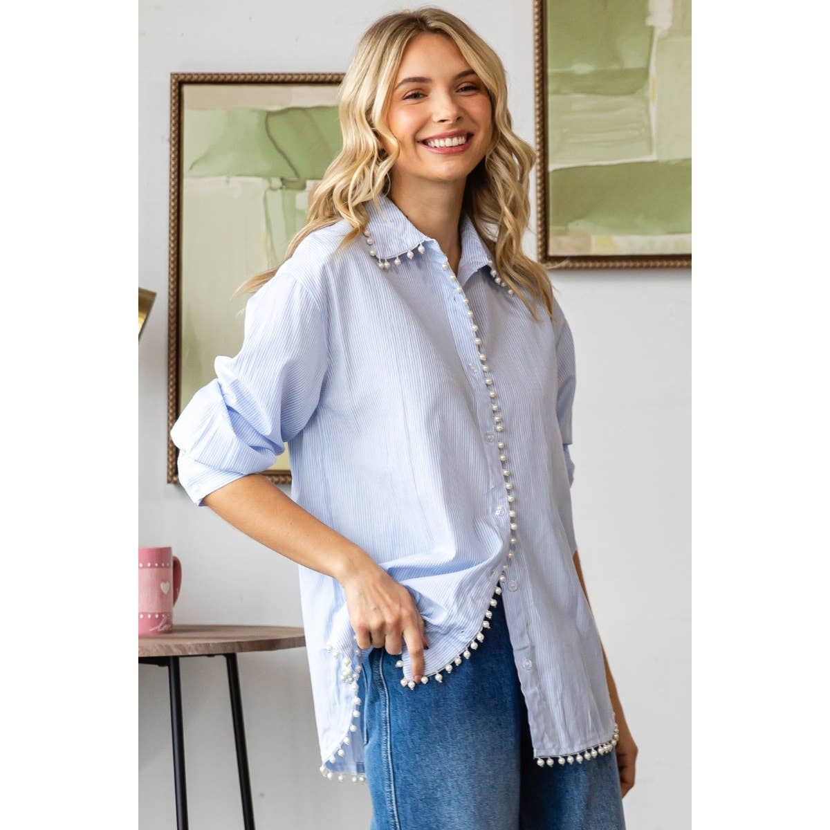 Pearl Pin Stripe Dress Shirt