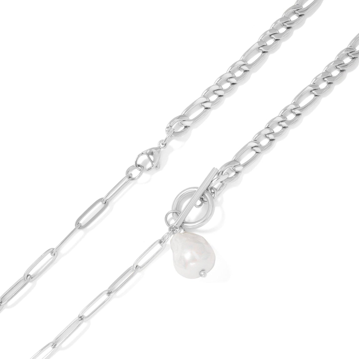Toggle Clasp Pearl Charm Necklace