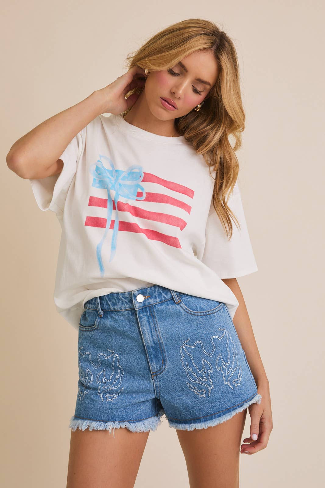 USA FLAG SCREEN PRINT T-SHIRT