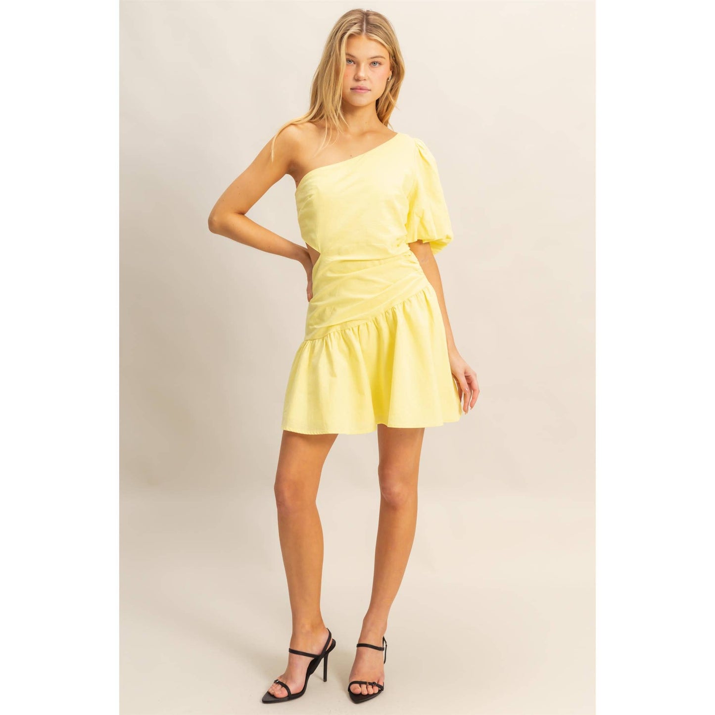 One Shoulder Tiered Cutout Mini Dress