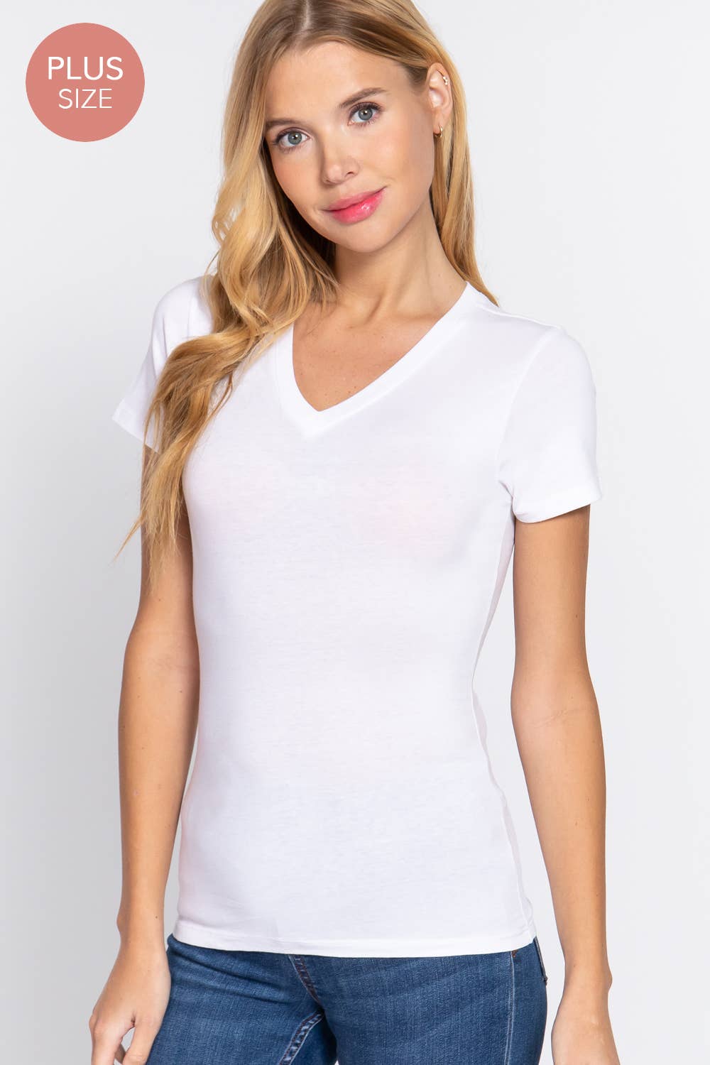 PLUS Short Sleeve V-neck Top