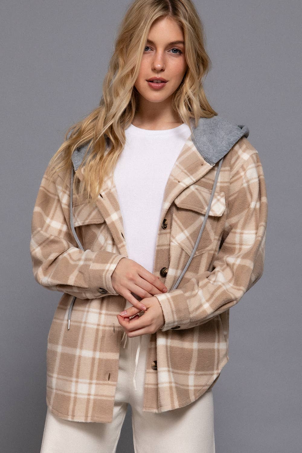 Plaid Hoodie Fleece Jacket (S-2X)