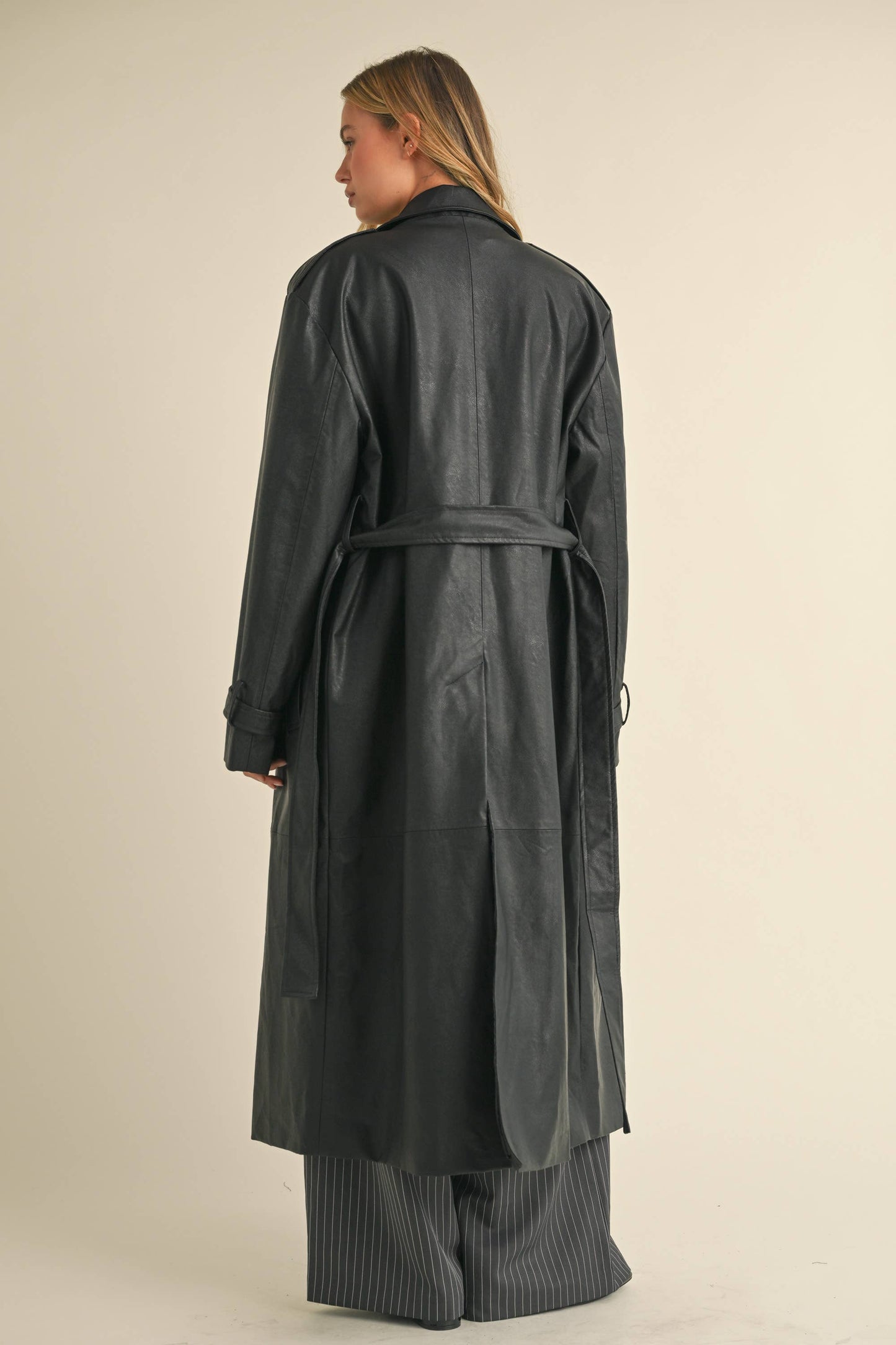 Leather Belted Trench Coat