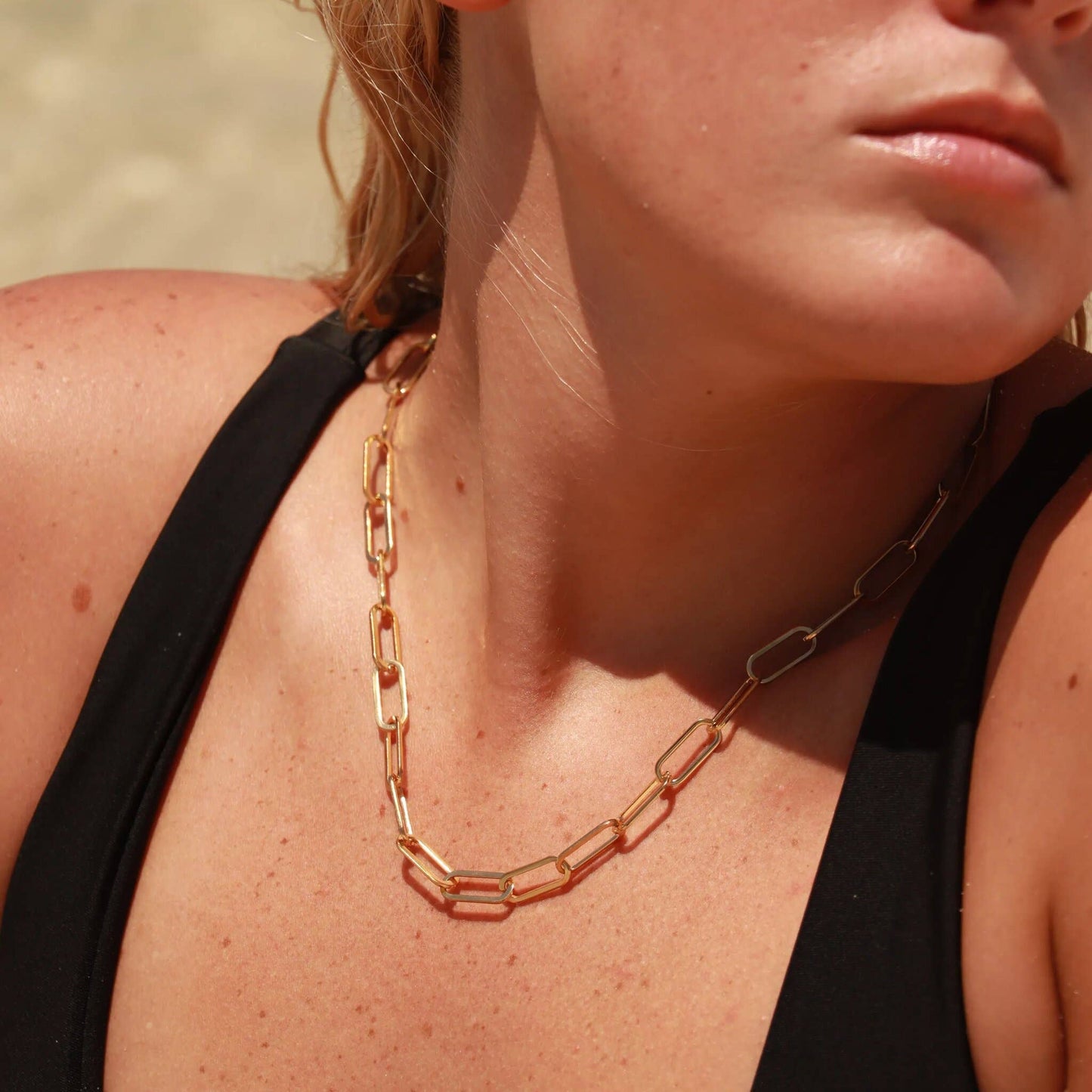 Gold Paperclip Chain Necklace: 16" / 2.5mm