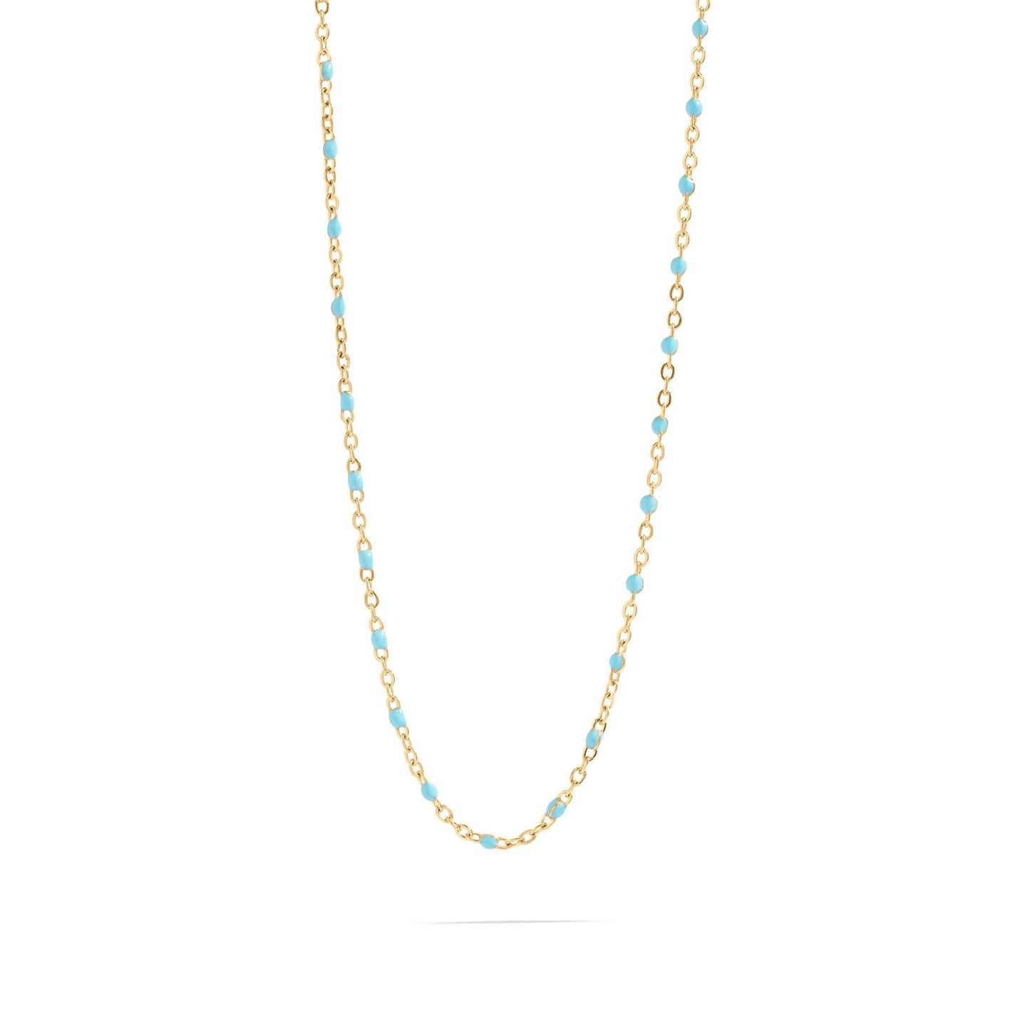 Gold Turquoise Chain Necklace: 16"