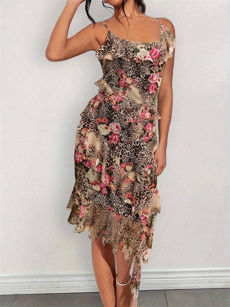 Leopard Ruffled Cami Dress