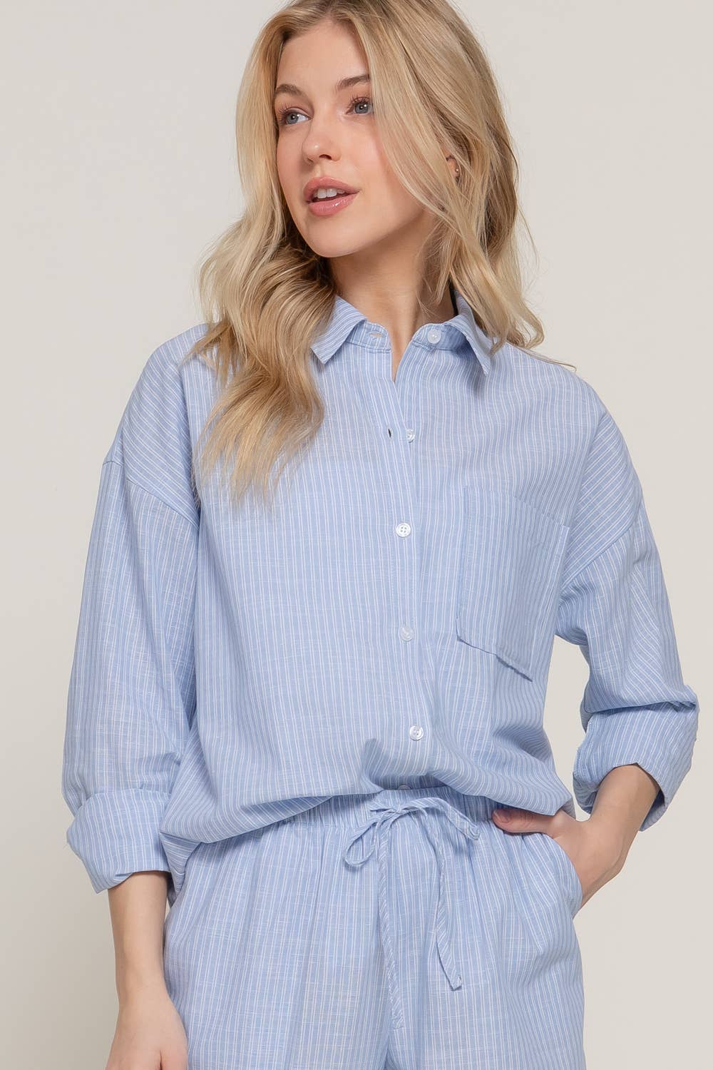 Button Down Stripe Cotton Shirt