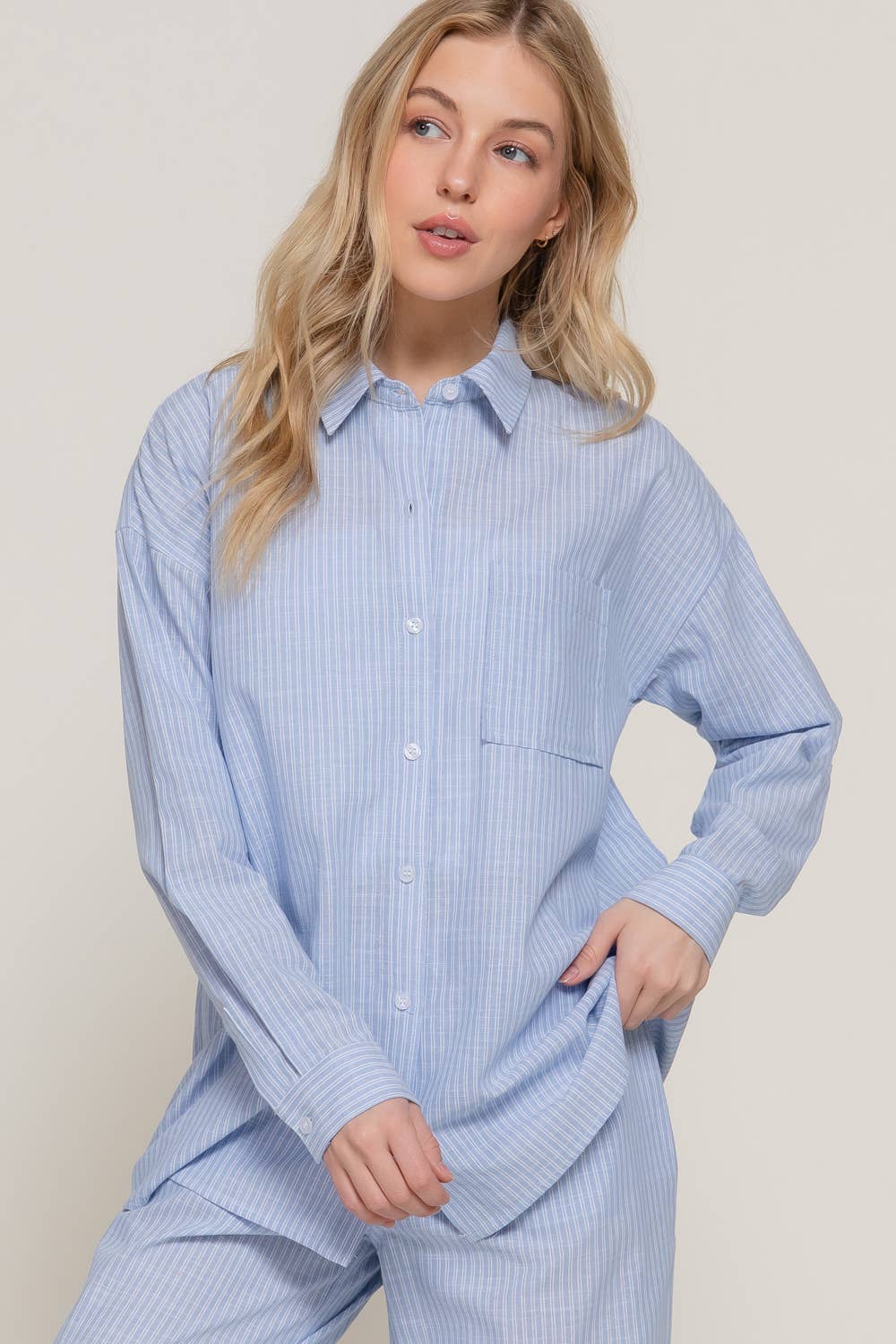Button Down Stripe Cotton Shirt
