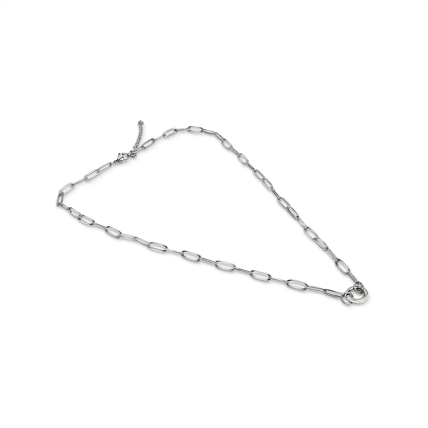 Stainless Paperclip Charm Keeper Necklace: 16"