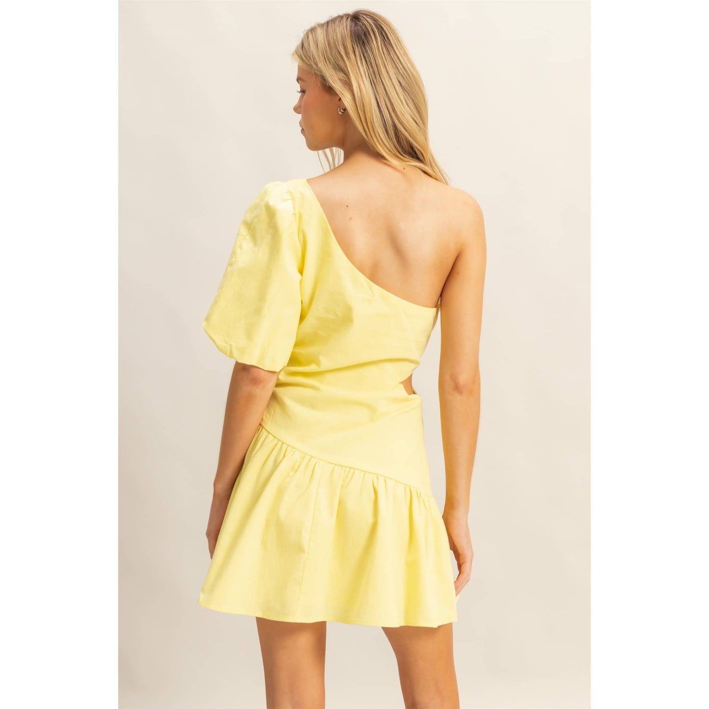 One Shoulder Tiered Cutout Mini Dress