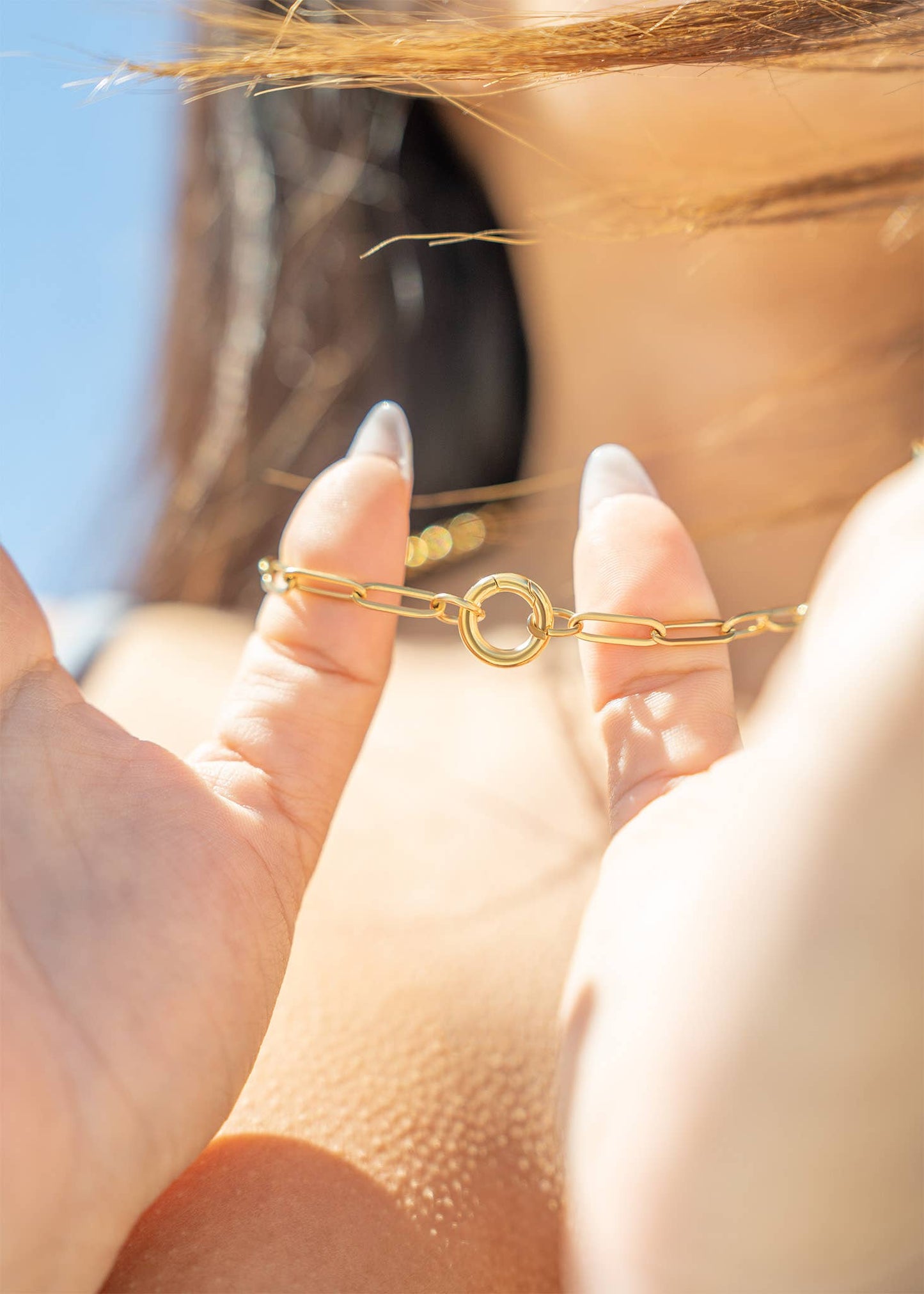 Gold Paperclip Charm Keeper Necklace: 16"
