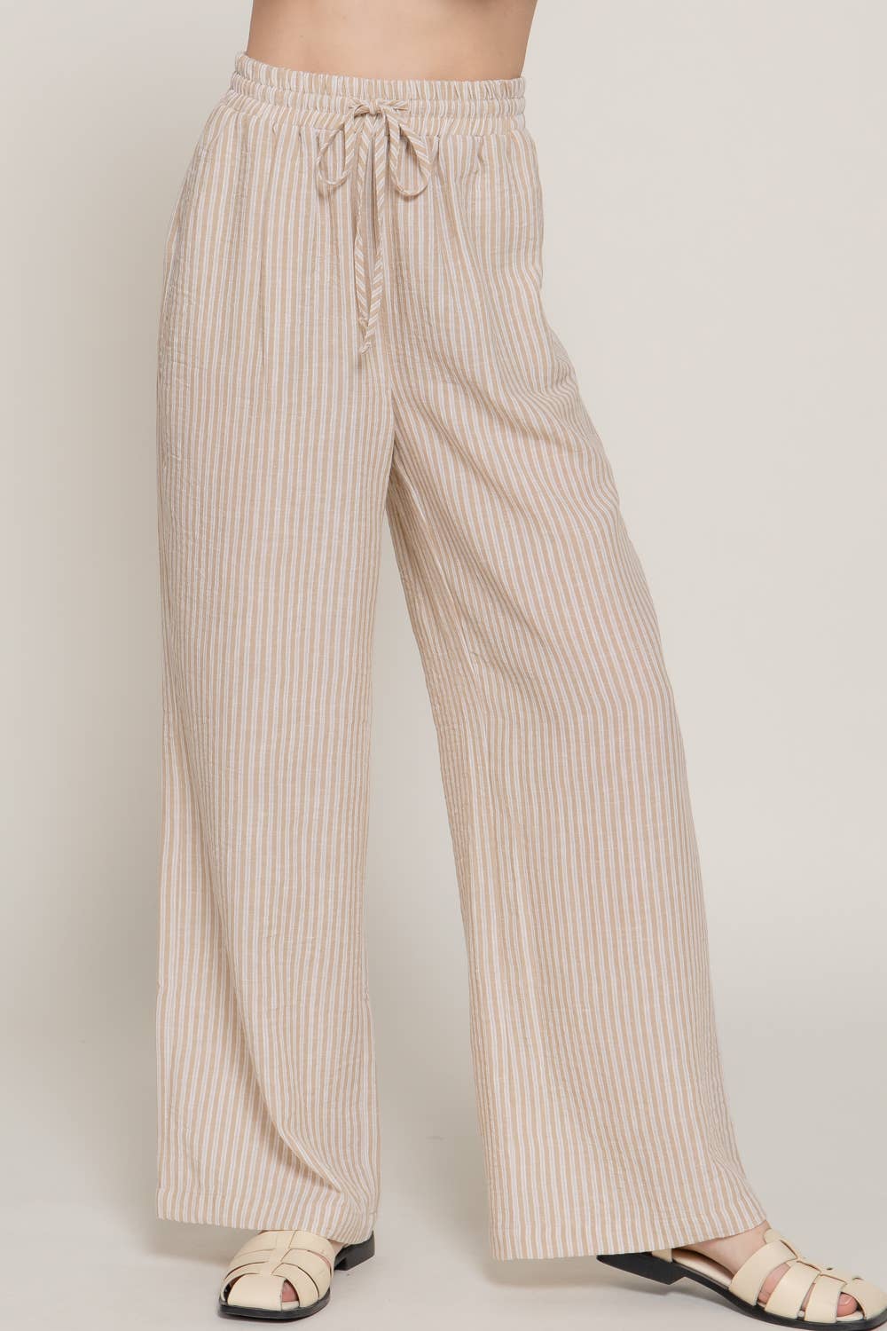 Elastic Straight Fit Stripe Pants