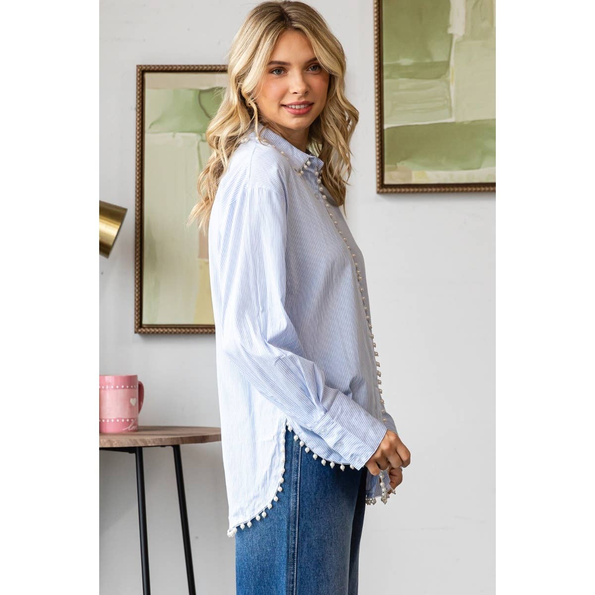 Pearl Pin Stripe Dress Shirt