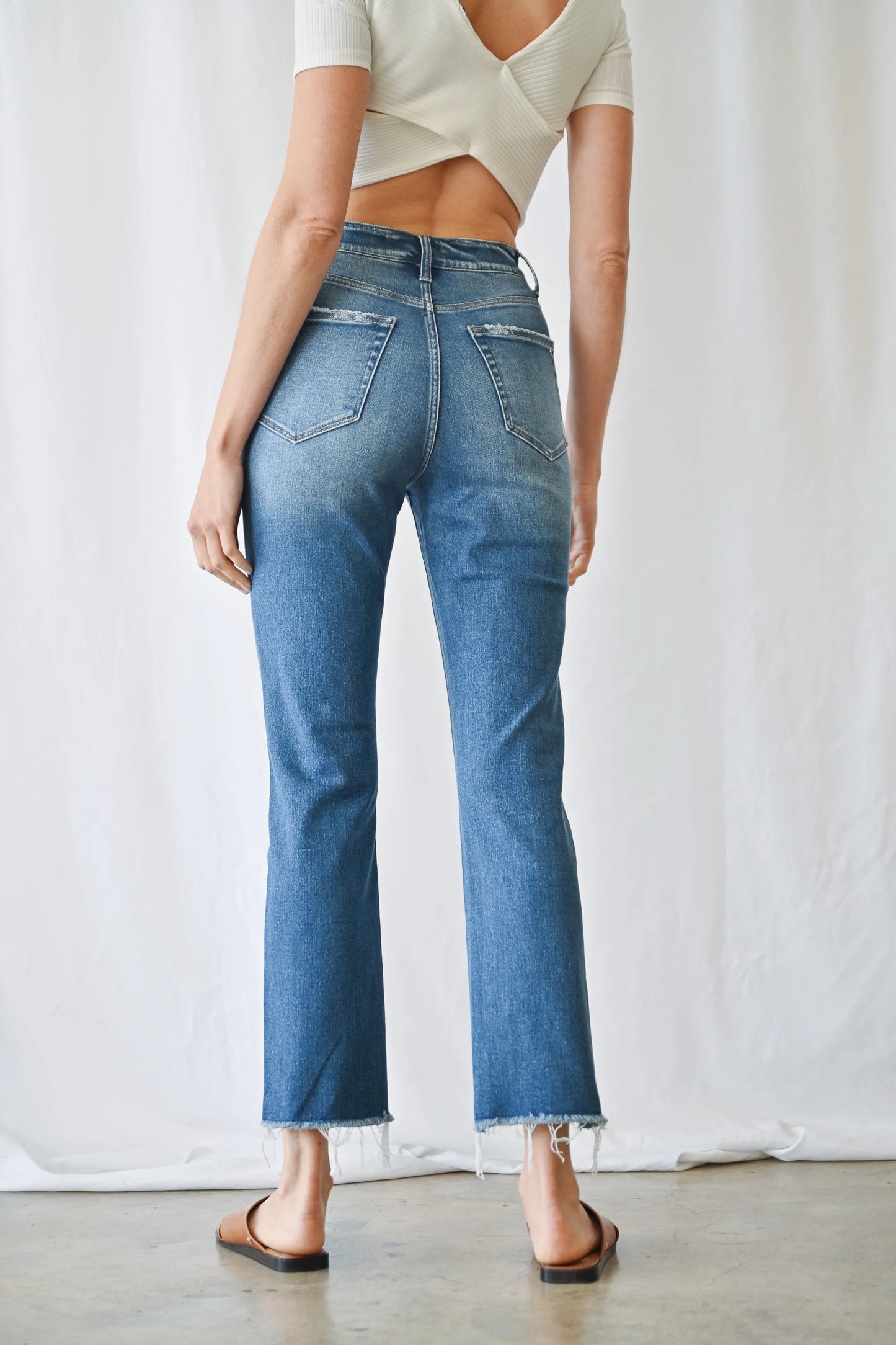 Super High Straight Leg Denim W/ Step Hem