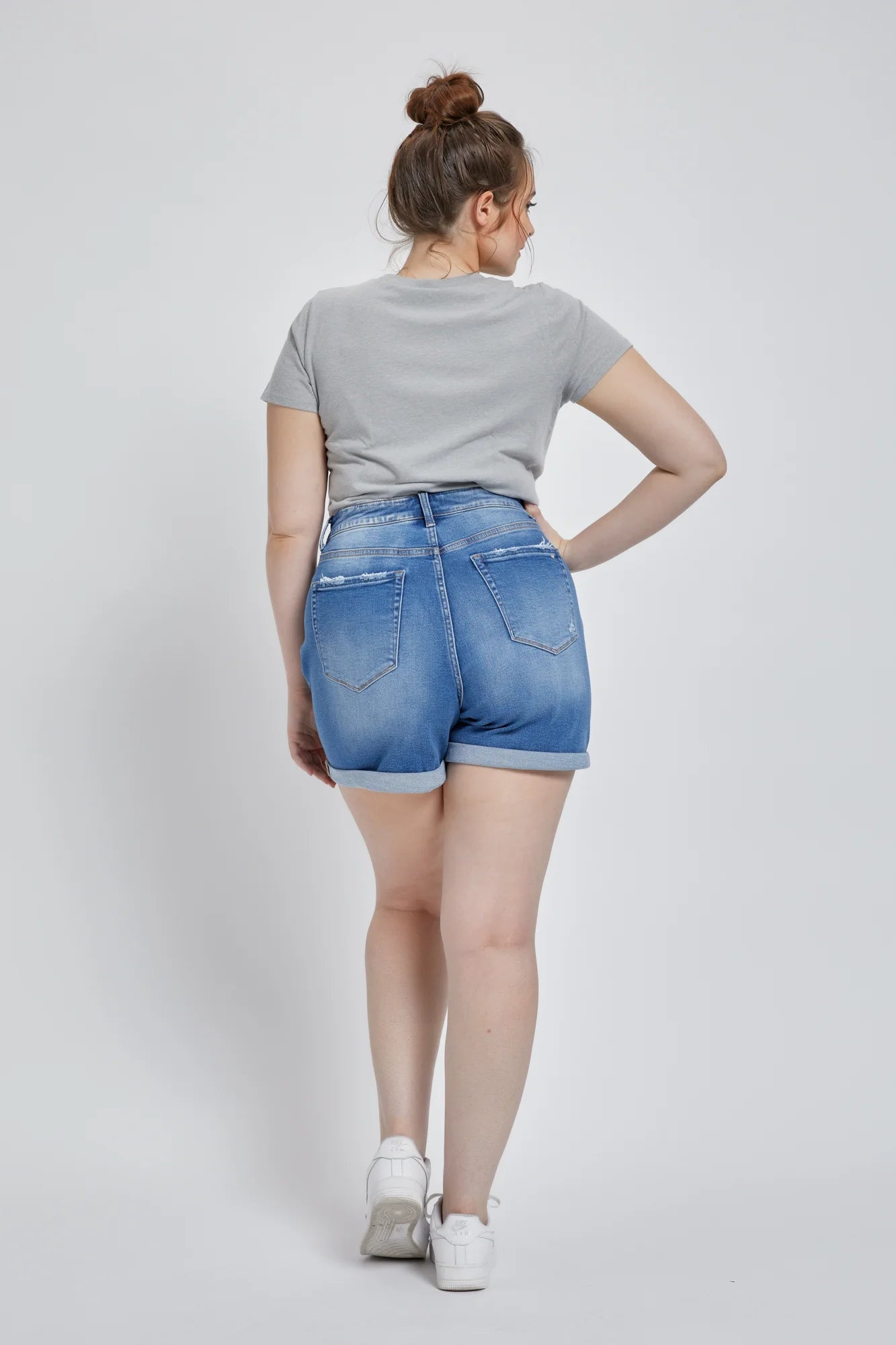 High Rise Mom Shorts W/ Cuff