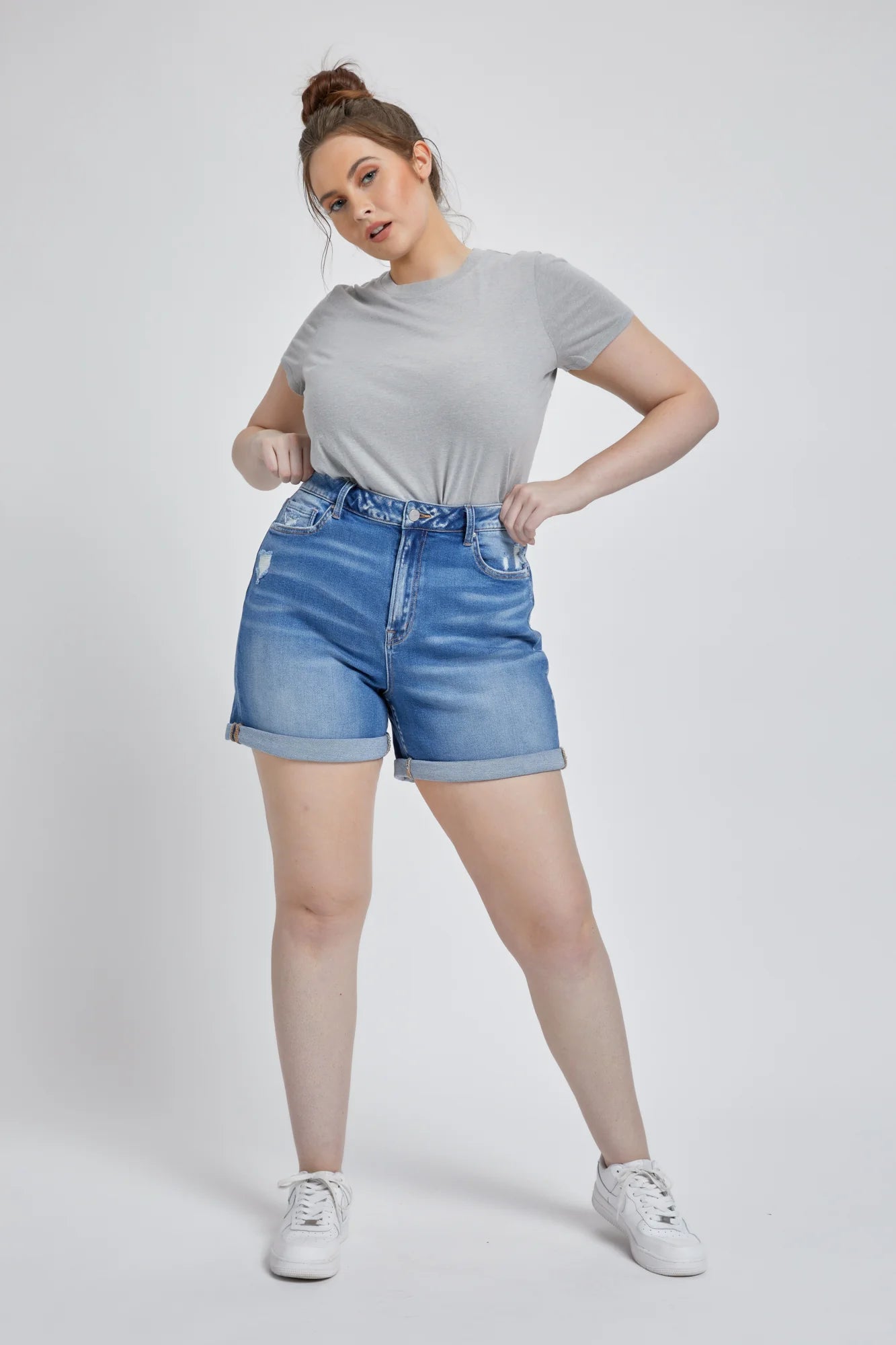 High Rise Mom Shorts W/ Cuff