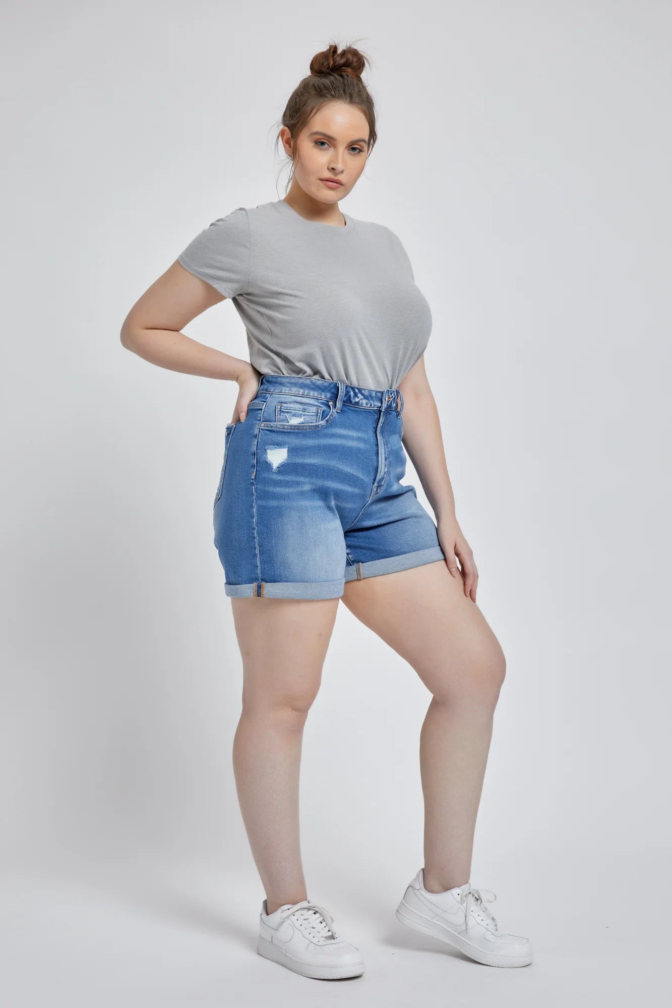 High Rise Mom Shorts W/ Cuff
