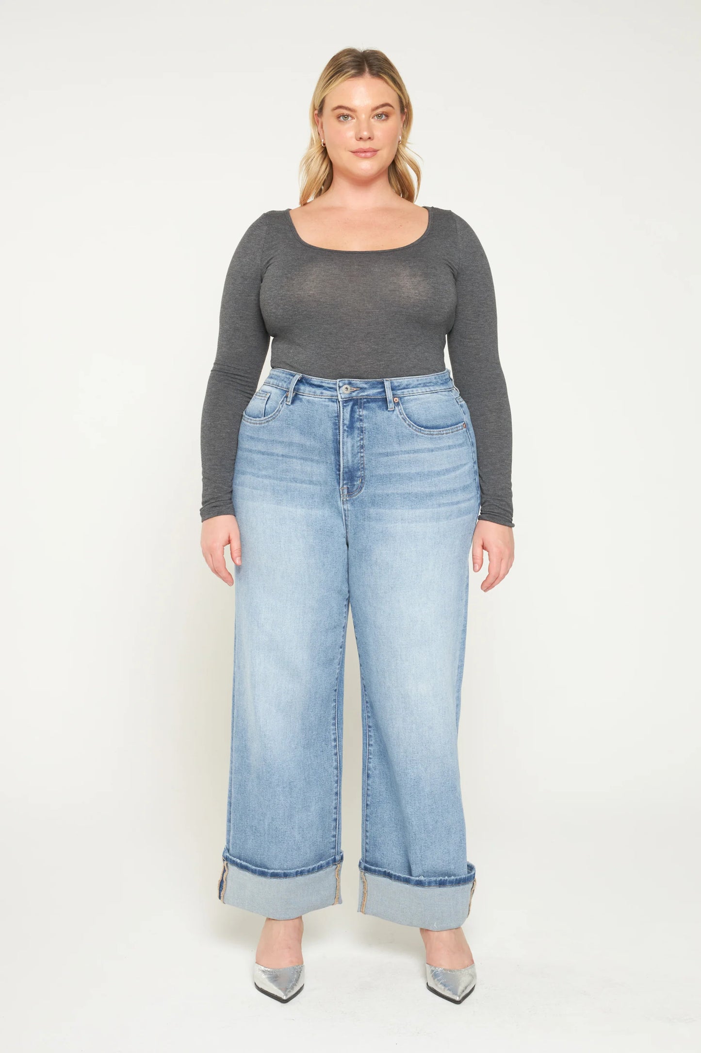 PLUS High Rise Wide Leg Denim