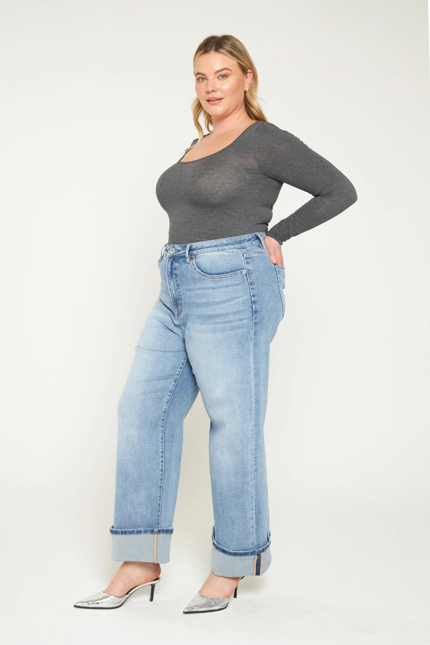 PLUS High Rise Wide Leg Denim