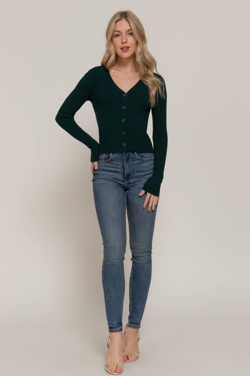 V-neck Fitted Cardigan