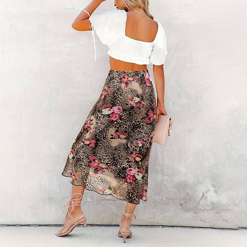 Leopard Hip Midi Skirt