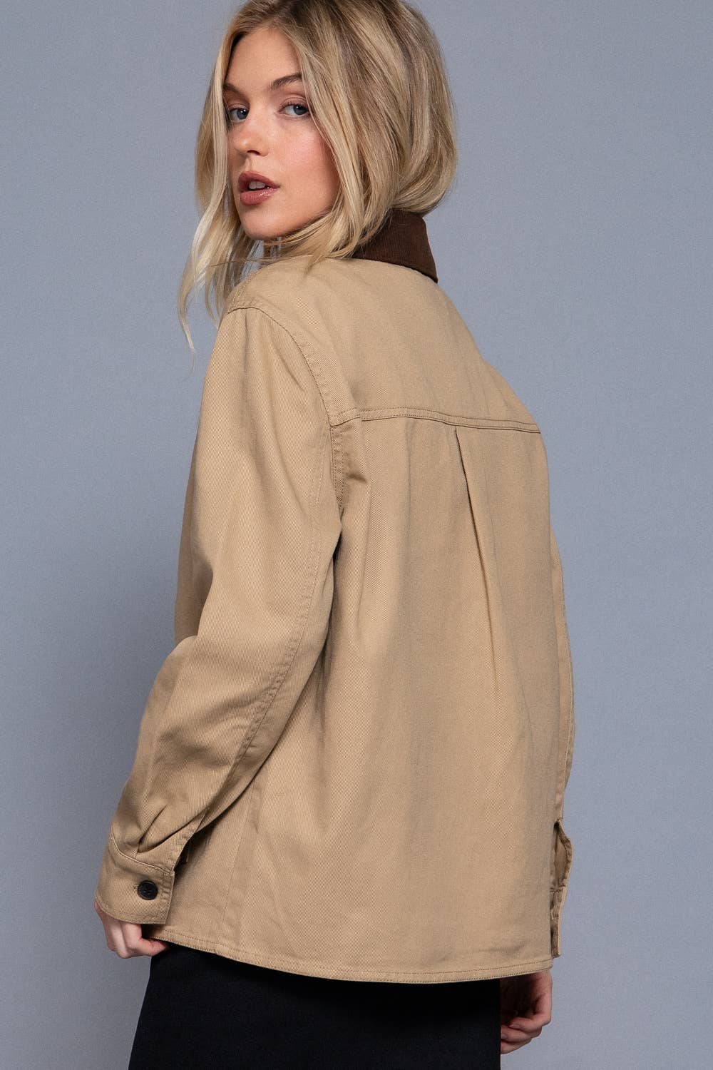 Corduroy Collar Twill Work Jacket