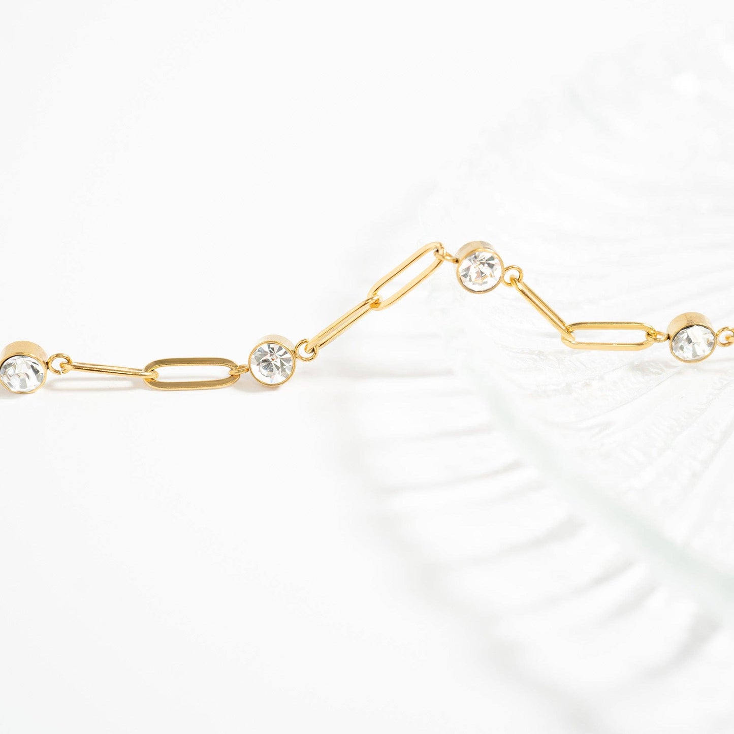 Gemstone Station Paperclip Bracelet