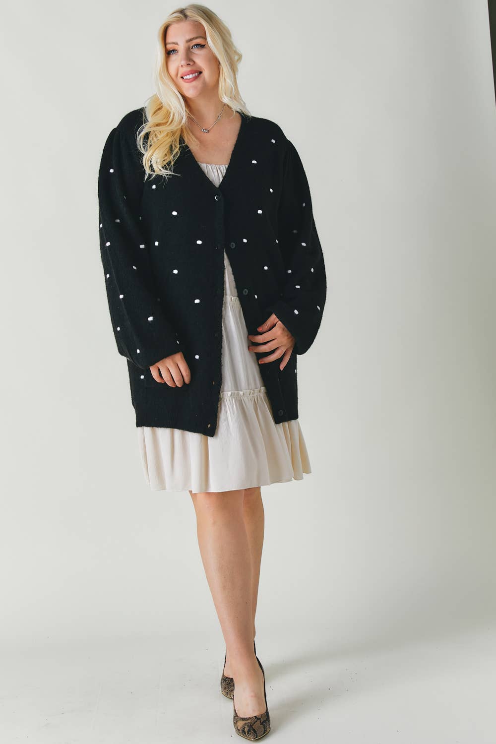 Plus Polka Dot Cardigan