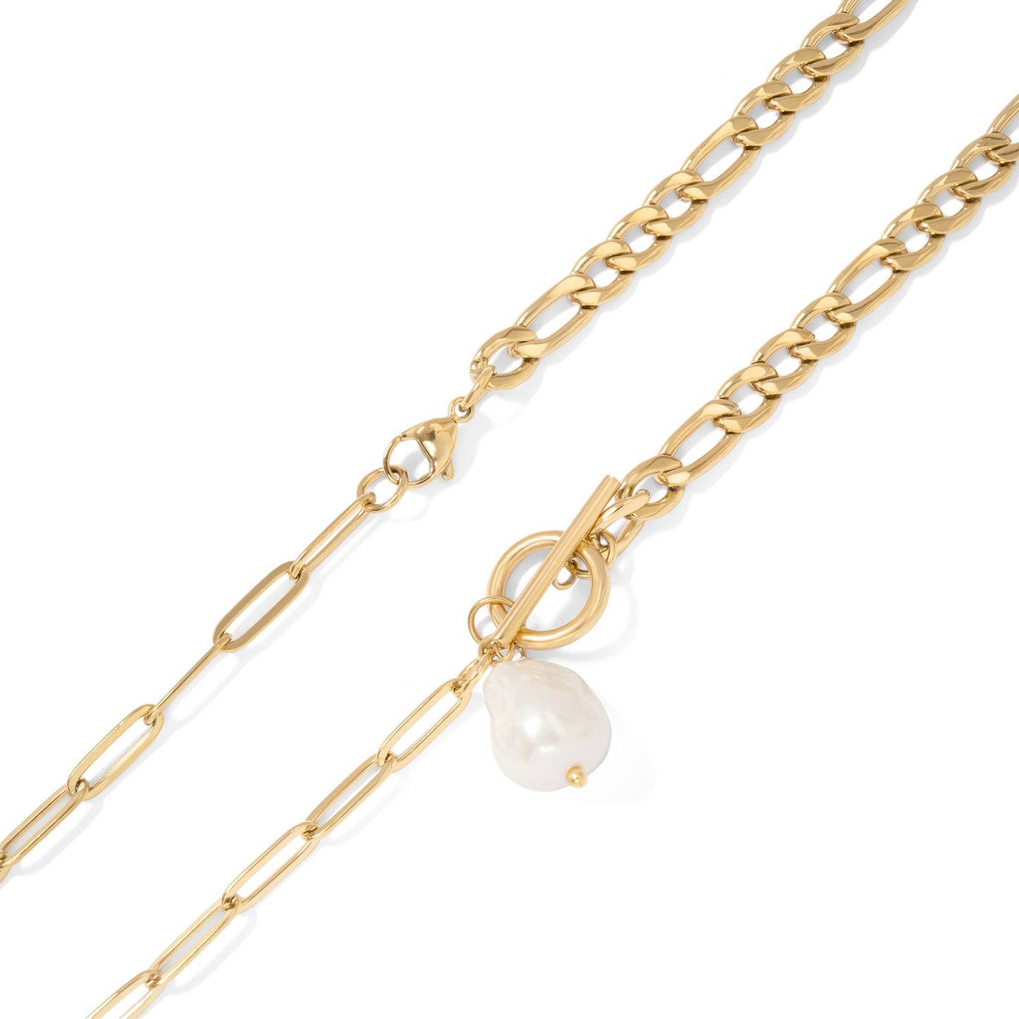 Toggle Clasp Pearl Charm Necklace