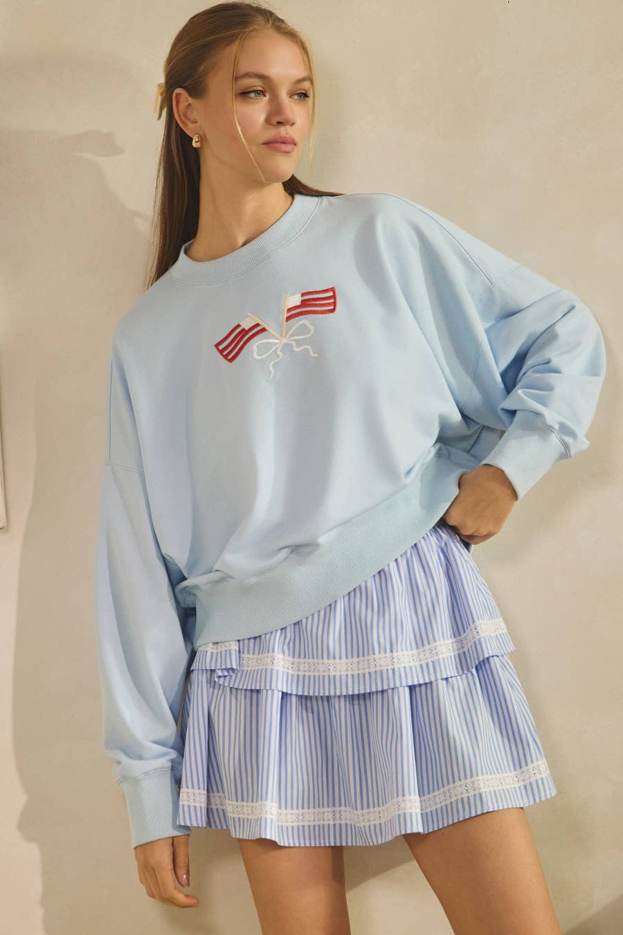 Flag Cropped Sweatshirt