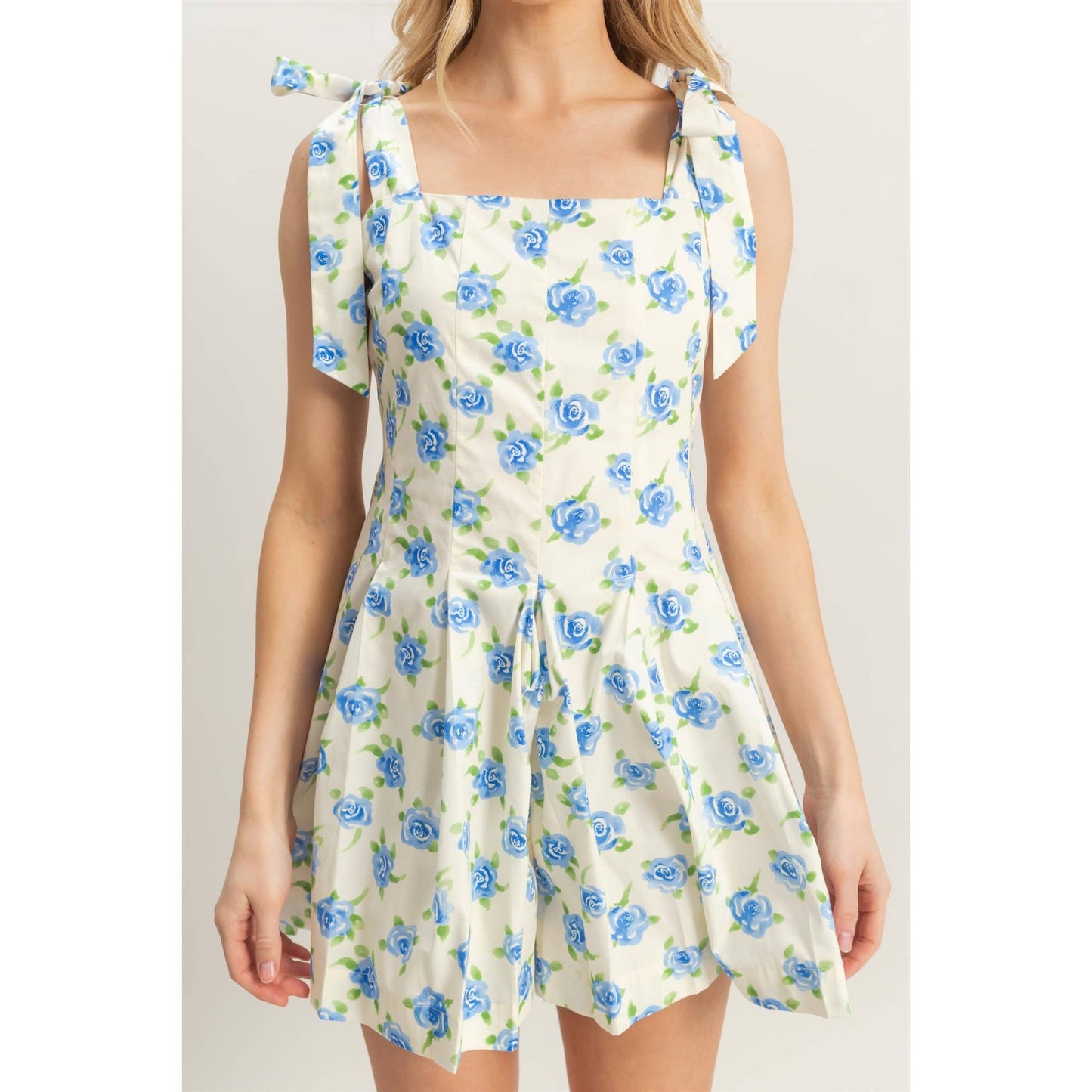 Floral Self-Tie Shoulder Straps Romper
