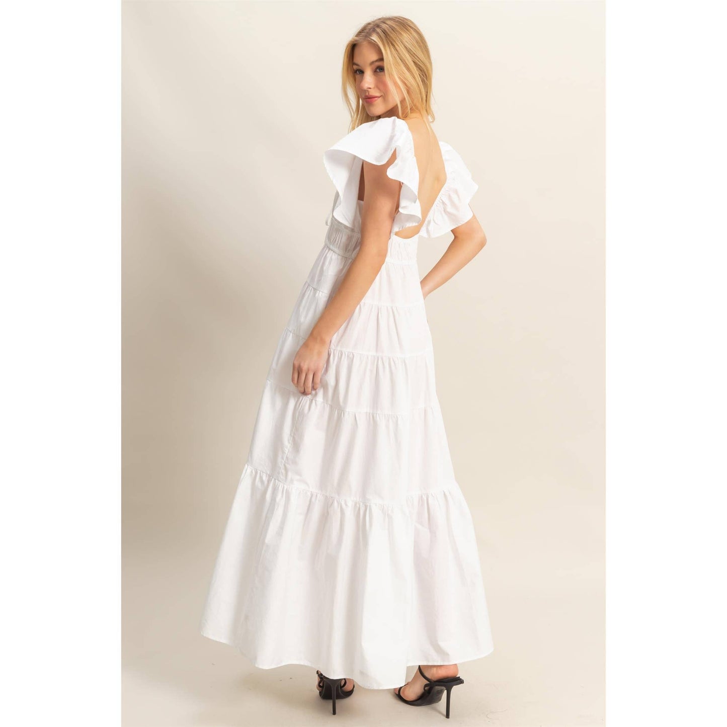 Flutter SleeveTiered Maxi Dress