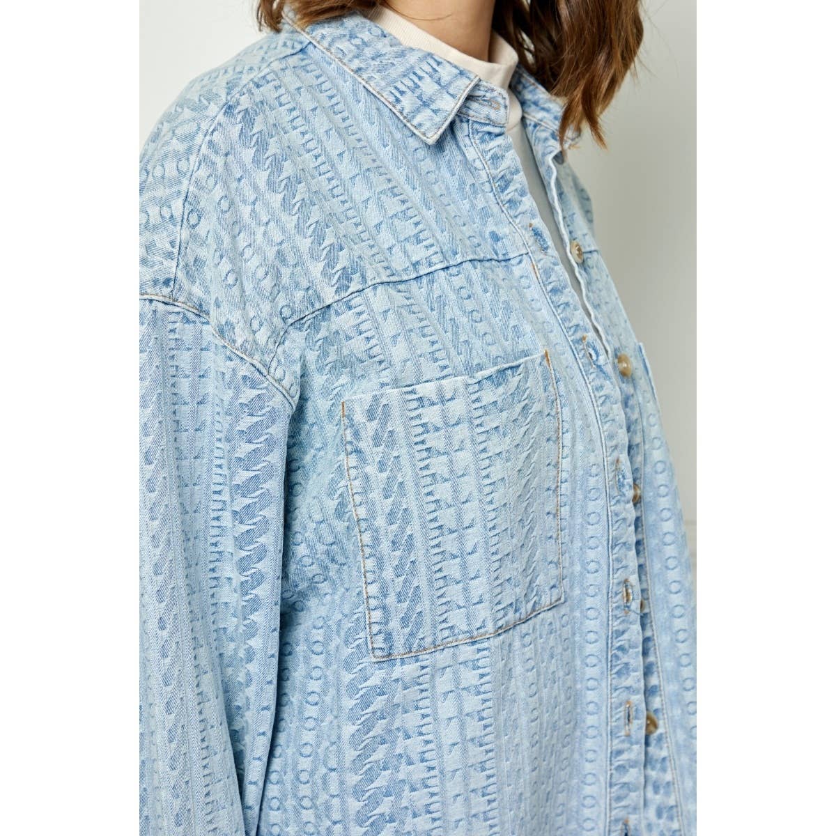 Jacquard Overfit Denim Shirt