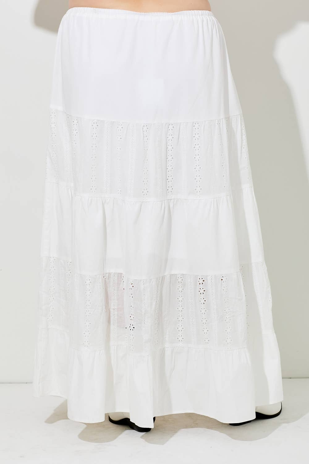 COTTON EYELET MAXI SKIRT