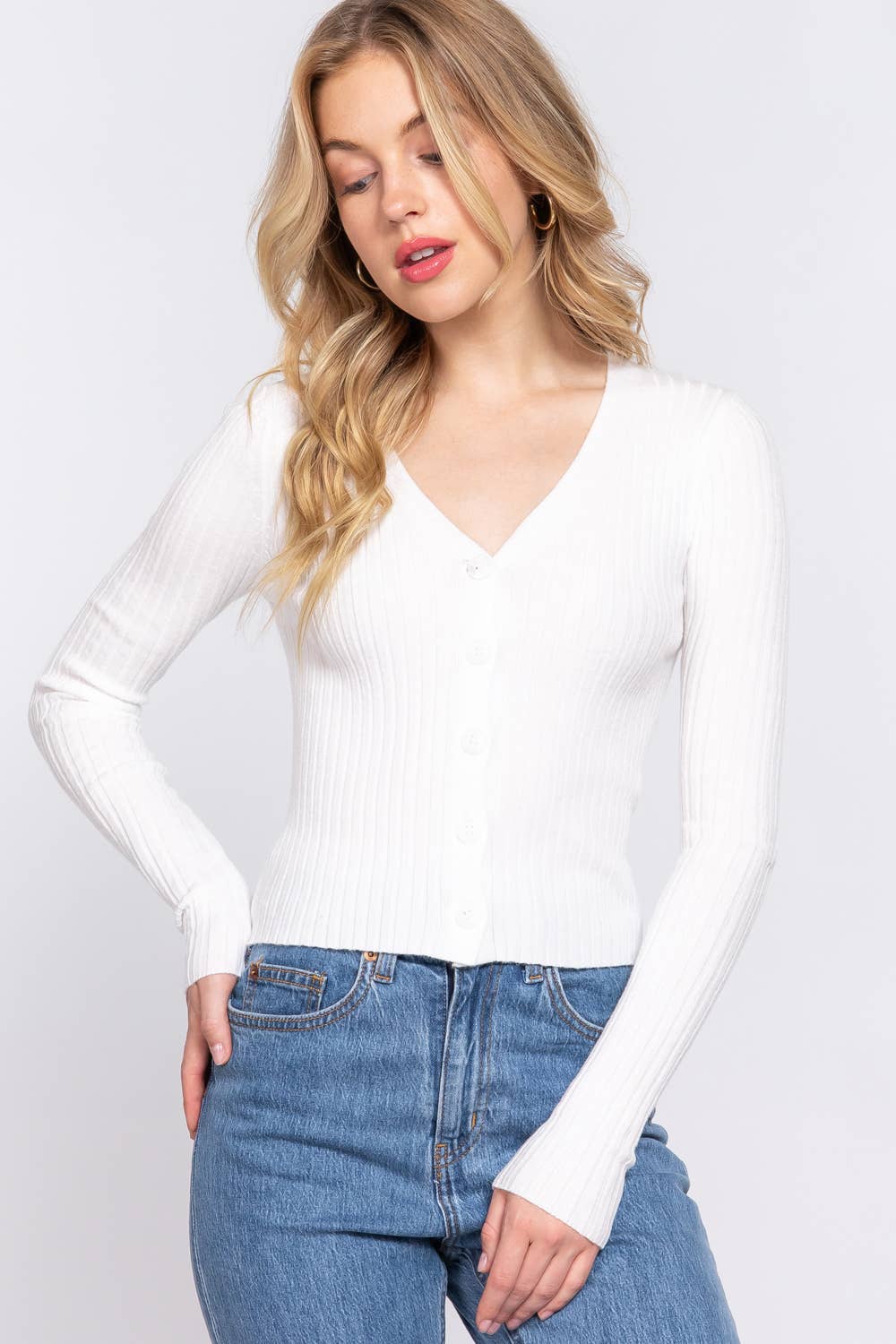 V-neck Fitted Cardigan
