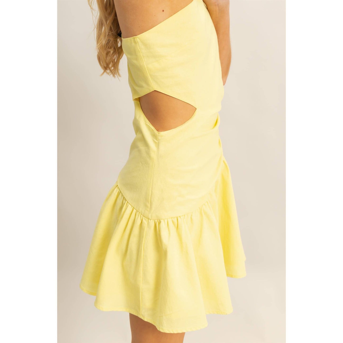 One Shoulder Tiered Cutout Mini Dress