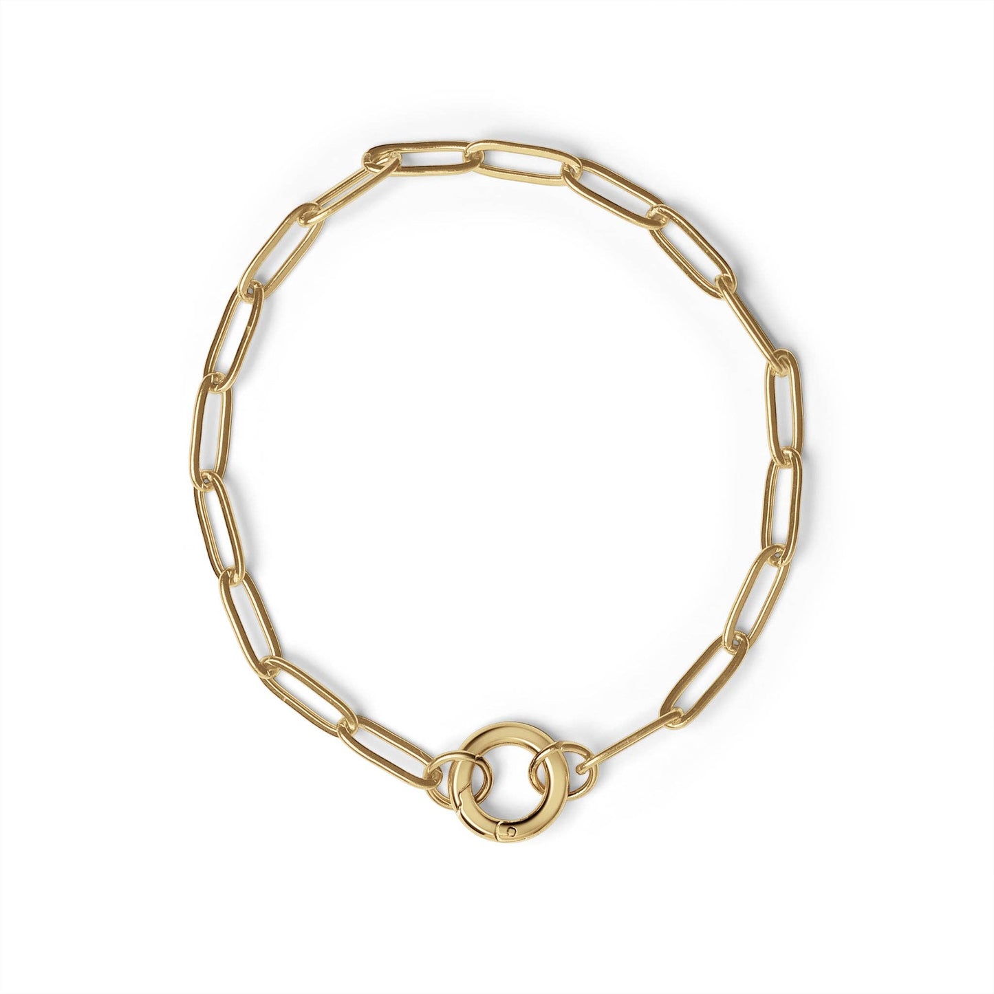 Gold Paperclip Charm Keeper Bracelet