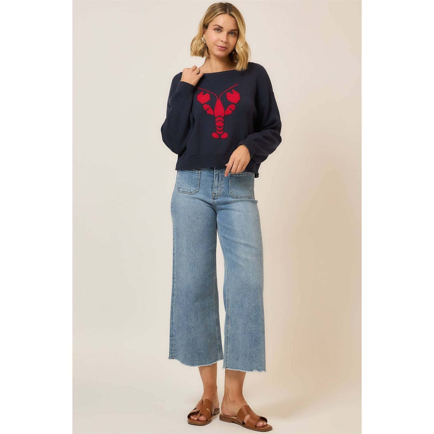 Boatneck Knit Lobster Sweater