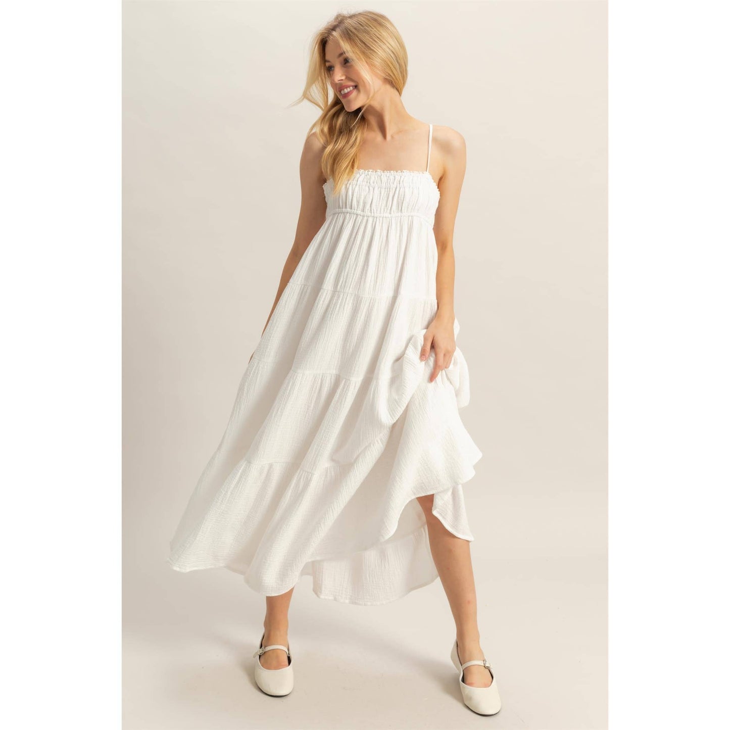 Empire Waist Sleeveless Tiered Maxi Dress