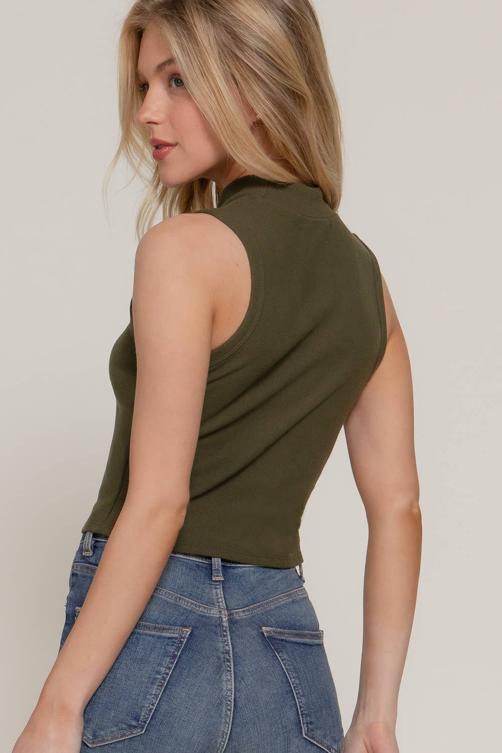 Mock Neck Brushed Tank Top
