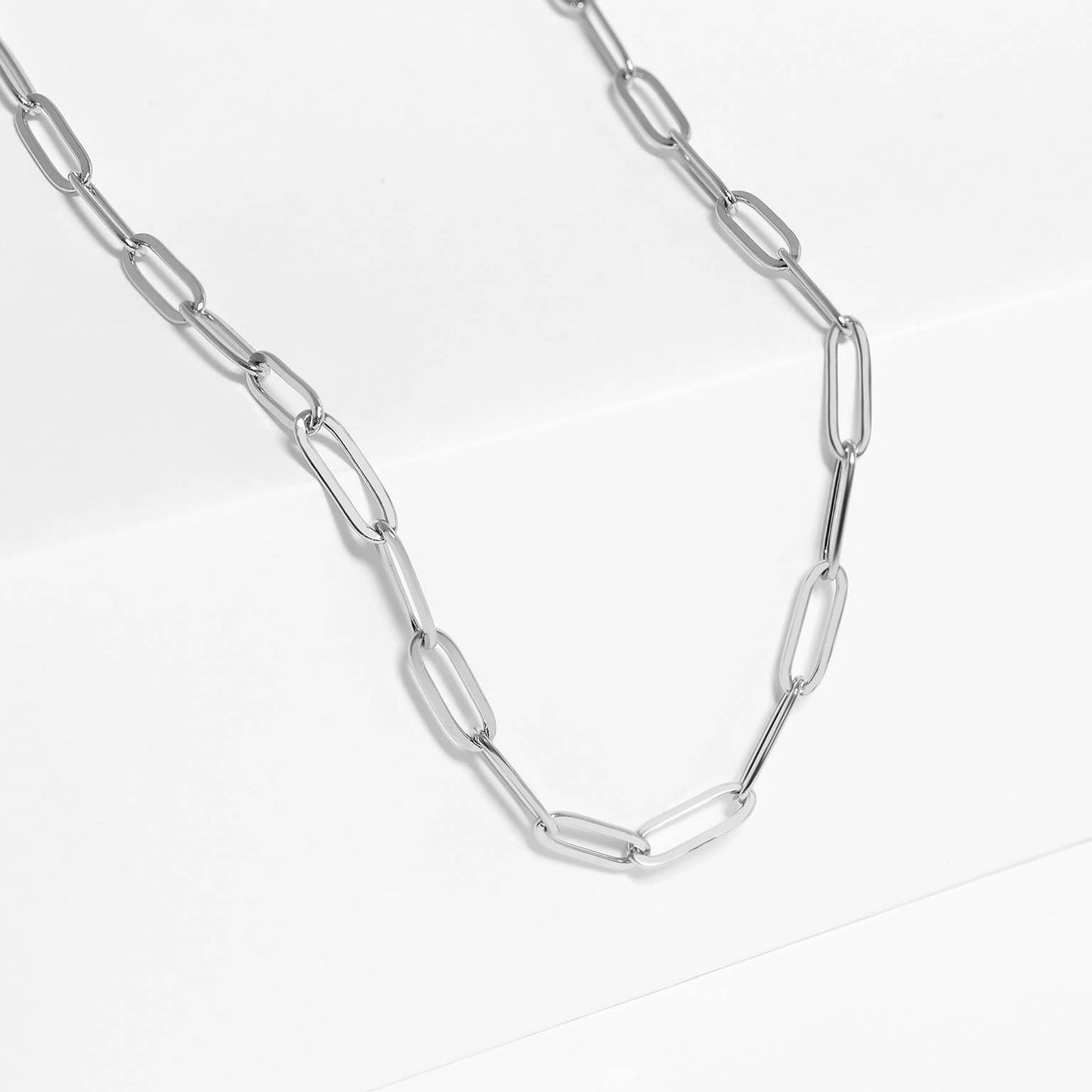 Stainless Paperclip Chain Necklace 18"/ 4mm