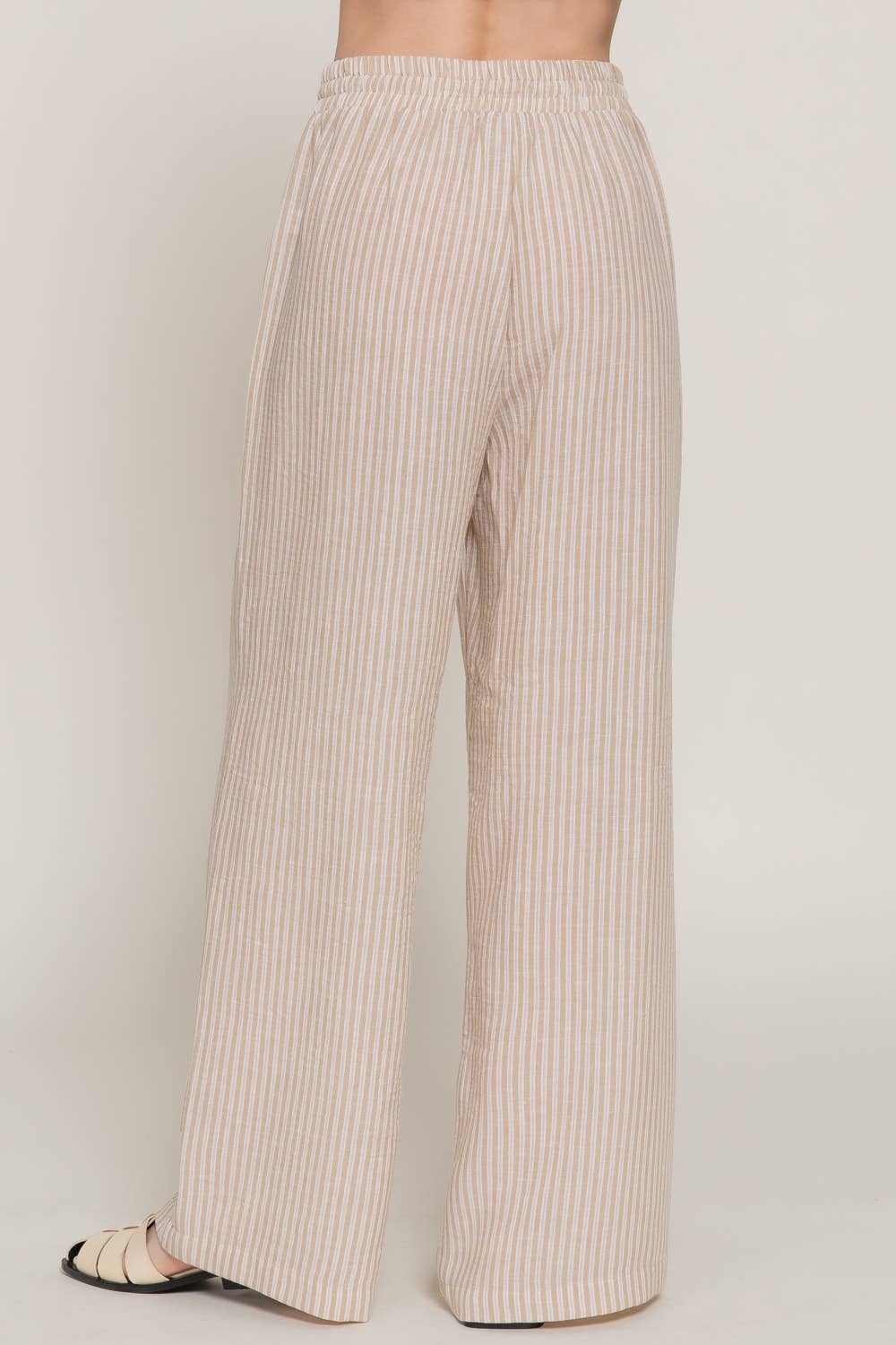 Elastic Straight Fit Stripe Pants