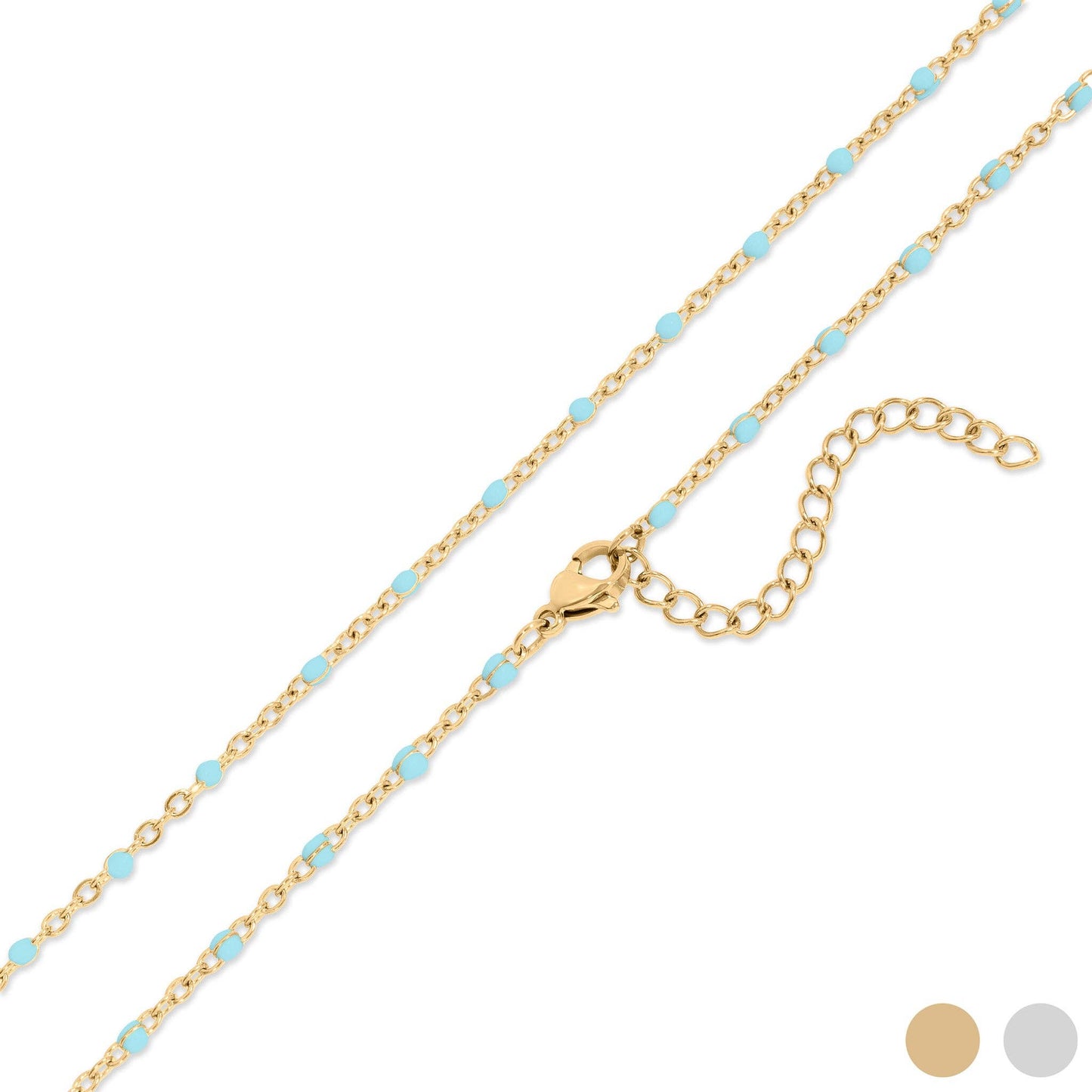 Gold Turquoise Chain Necklace: 16"