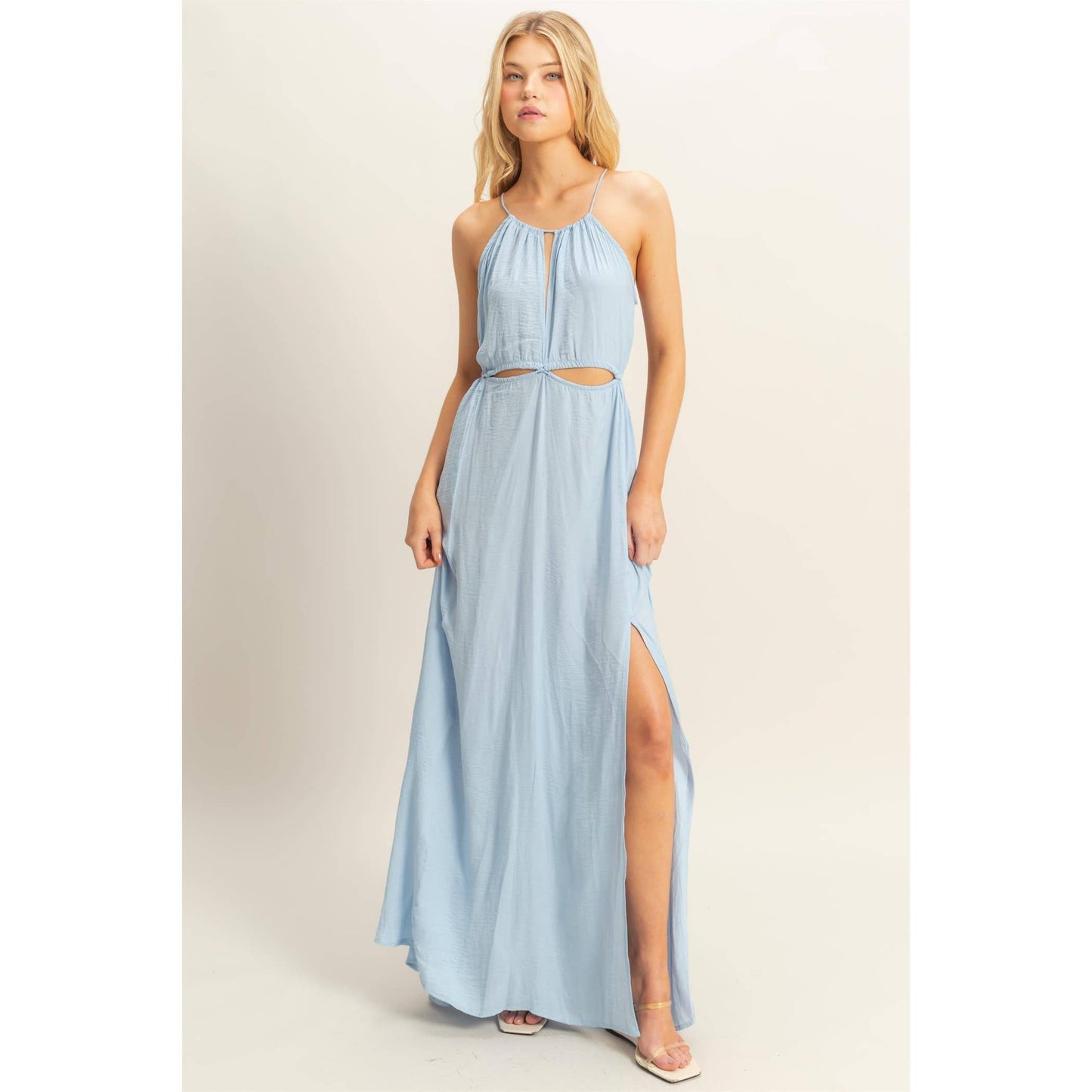 Side Cutout Side Slit Maxi Dress