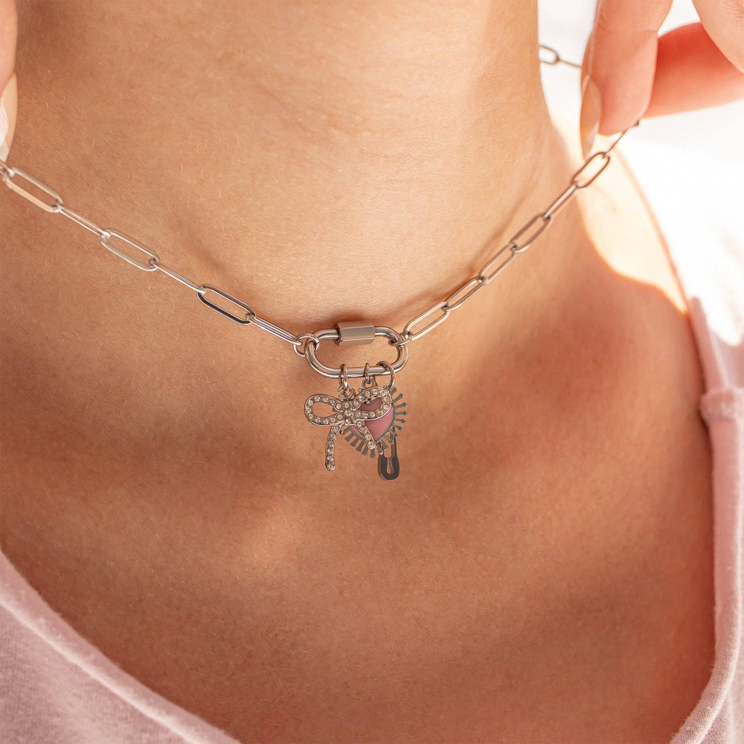 Carabiner Paperclip Necklace 16"
