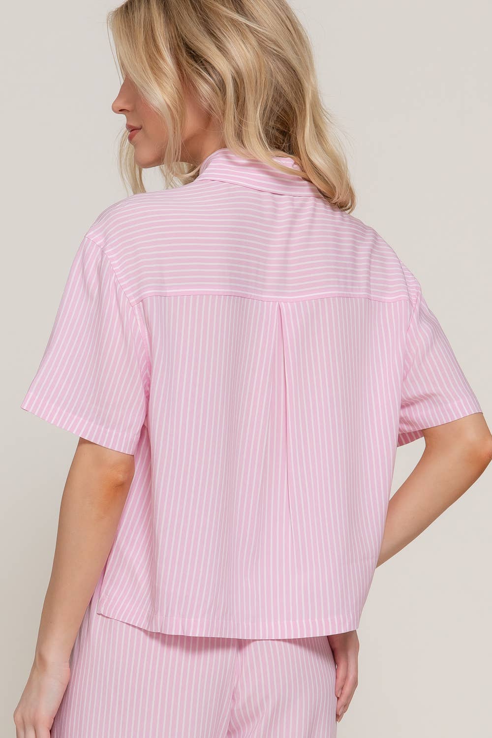 S/S Stripe Print Button Down Shirt (S-2X)