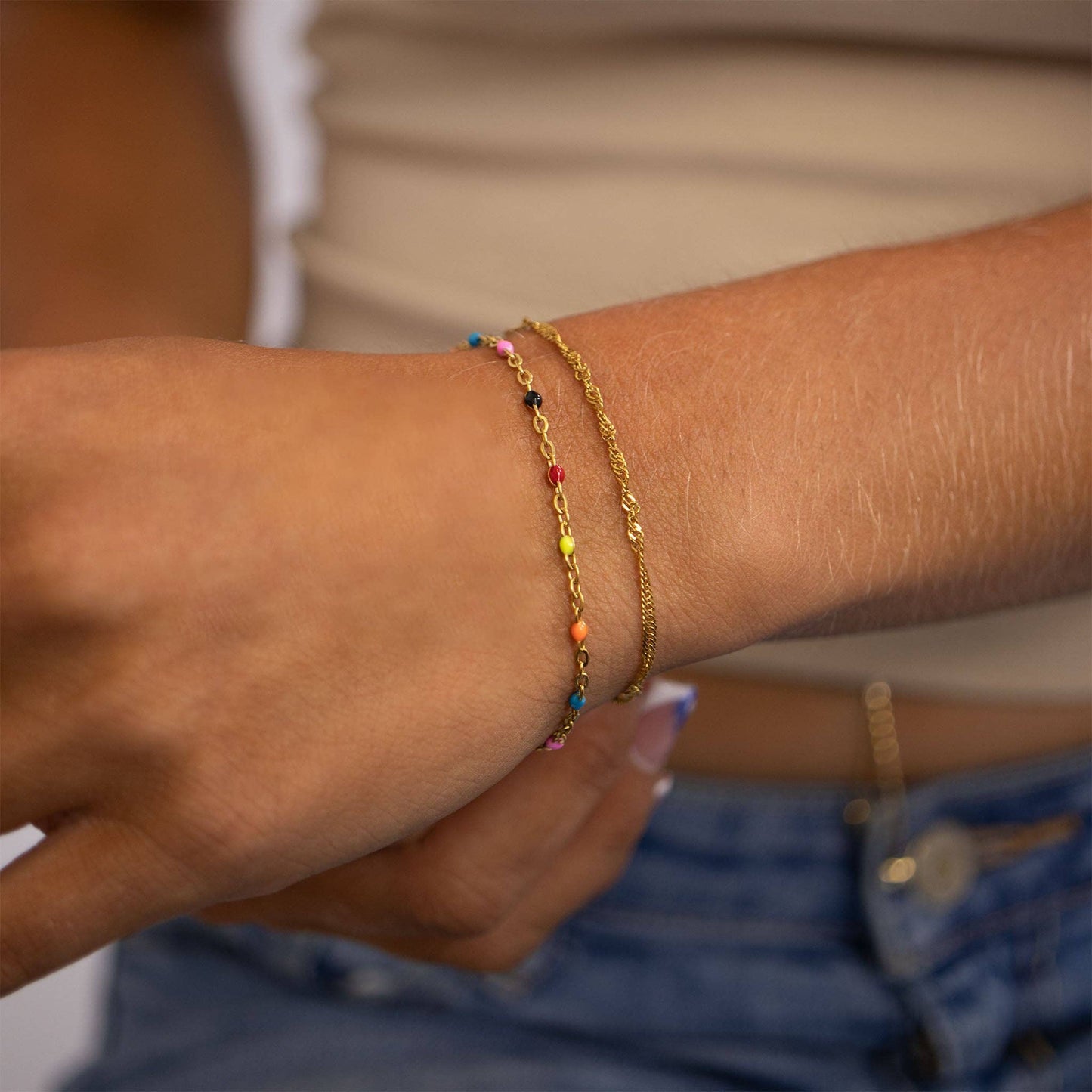Gold Muti Color Confetti Bracelet